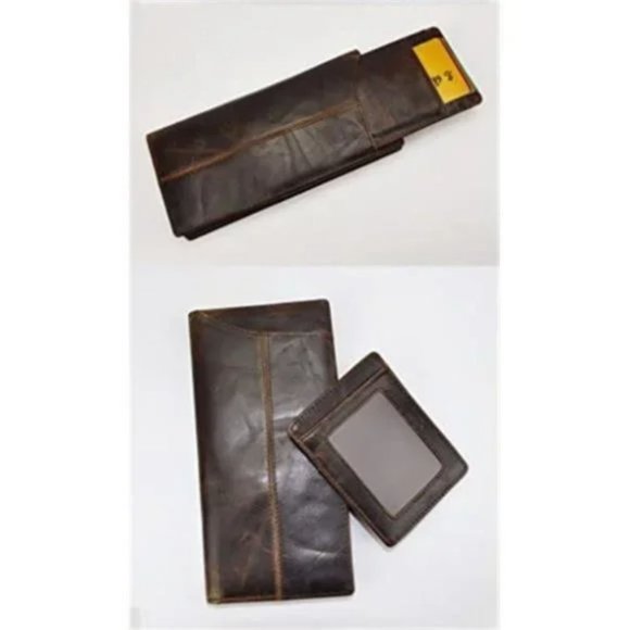 NEW MENS Real Leather Zipper Long Wallet Coffee - Picture 4 of 7